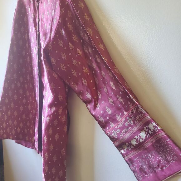 Oscar de la Renta Pink Label Long Sleeve Loungewear Sleep Button Silky Size L - Picture 5 of 13